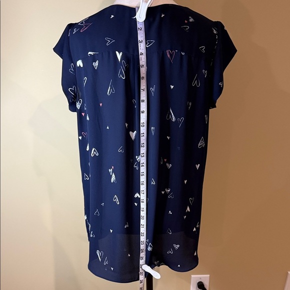 Reitmans Blouse Navy Heart Print Women's Top Size L - Picture 5 of 11